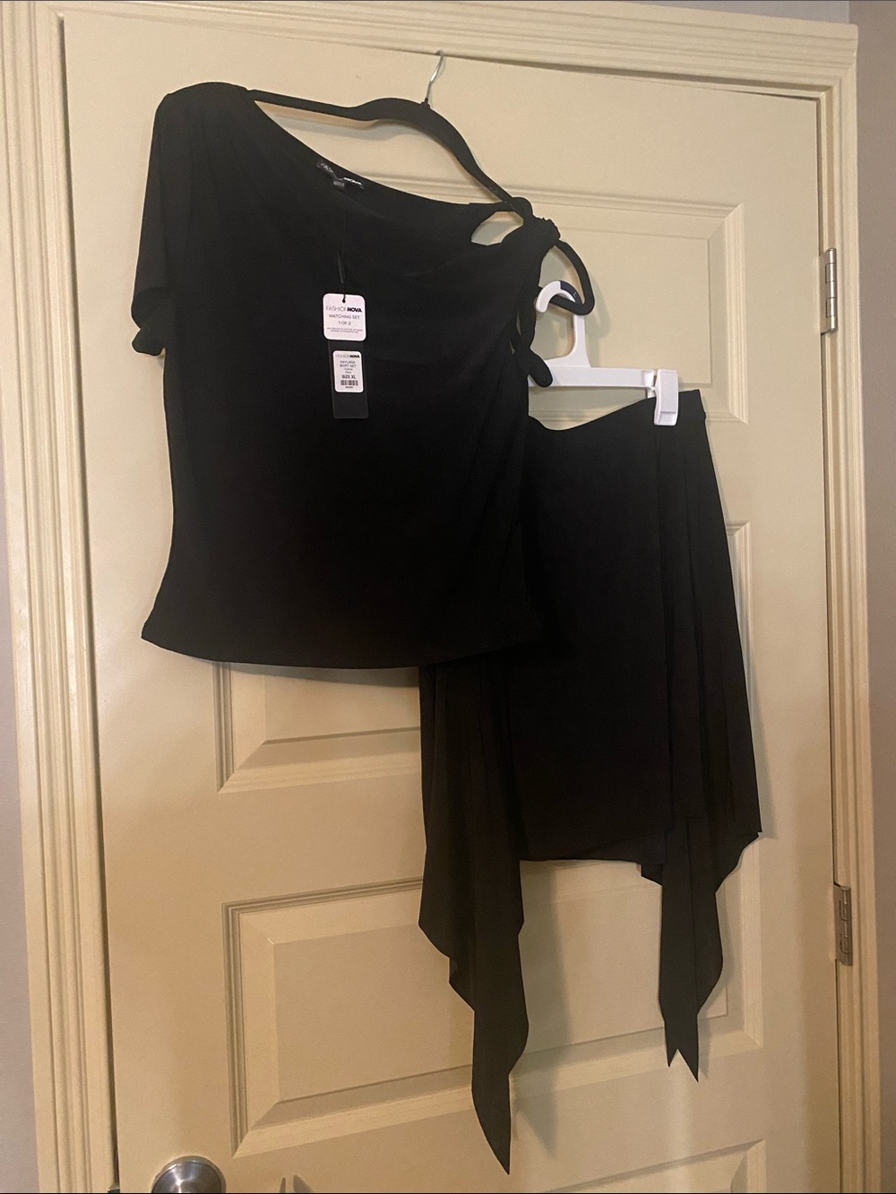 Fashion Nova Black Asymmetrical Two-Piece Set